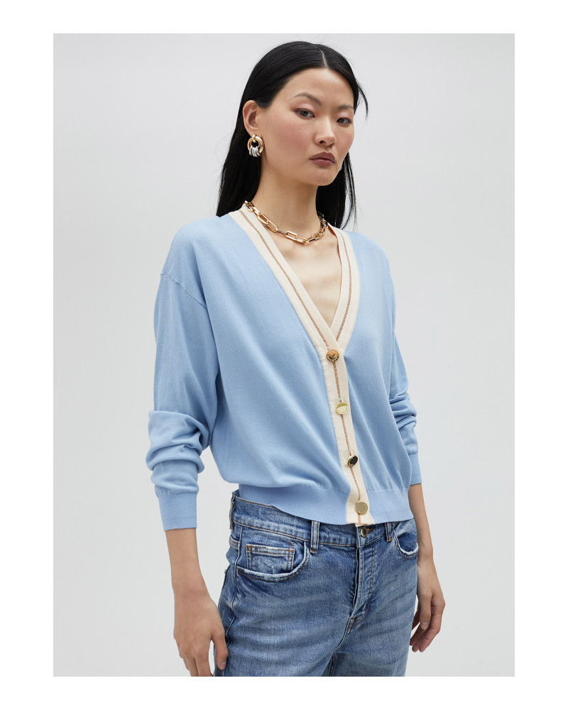 CARDIGAN BASIQUE CONTRASTANT