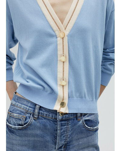 CARDIGAN BASIQUE CONTRASTANT