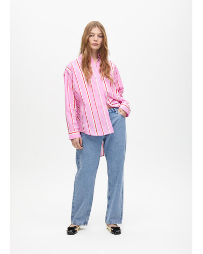 Chemise en popeline oversize avec rayures