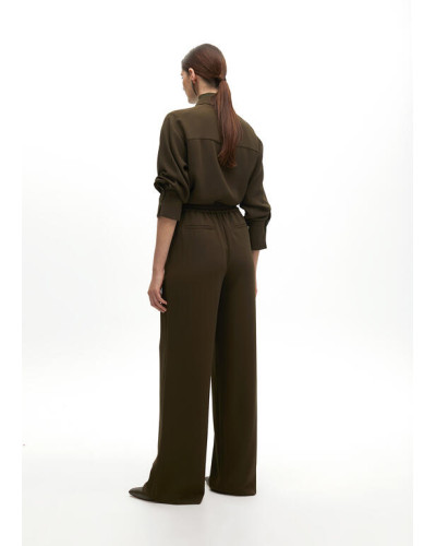 Pantalon droit avec élastique et nervure centrale