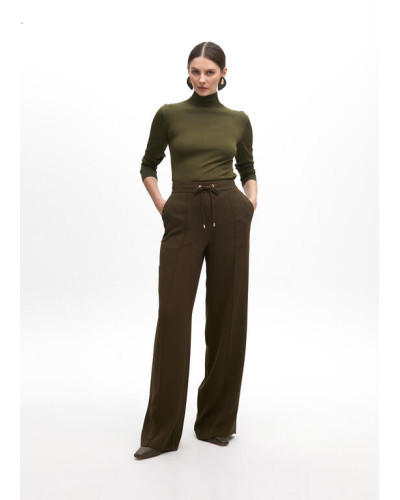 Pantalon droit avec élastique et nervure centrale