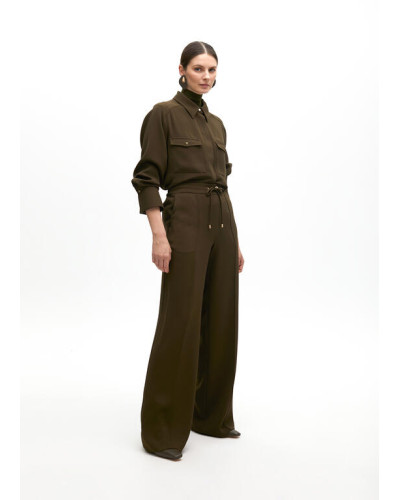 Pantalon droit avec élastique et nervure centrale