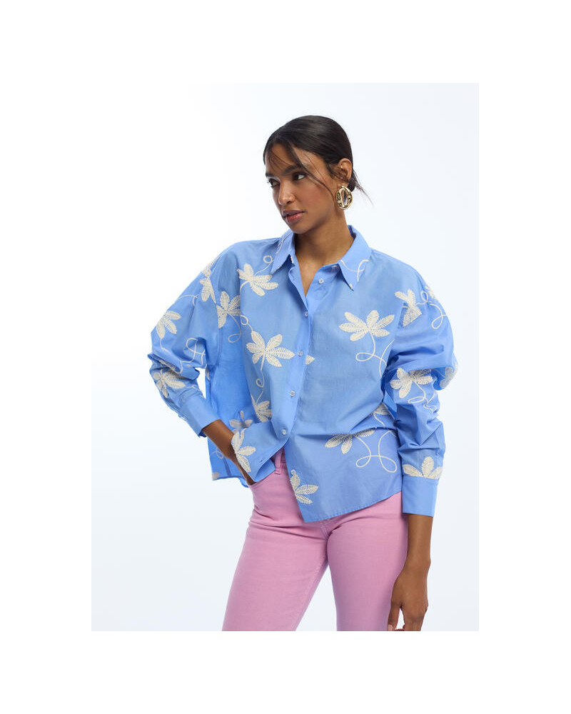 Chemise coton brodée