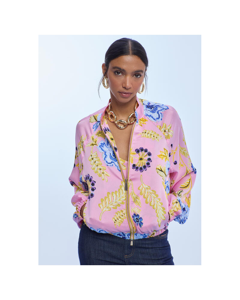 BOMBER SATIN IMPRIME FLEURI