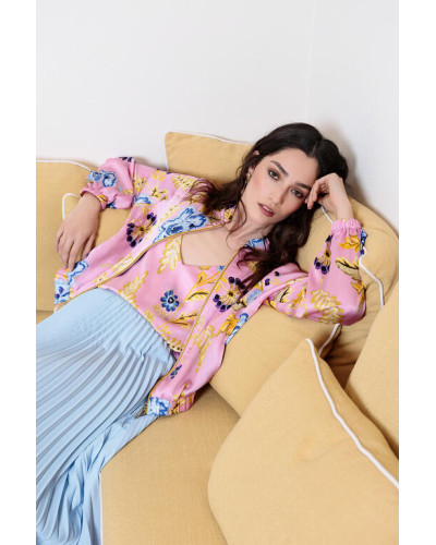 BOMBER SATIN IMPRIME FLEURI