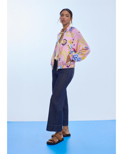BOMBER SATIN IMPRIME FLEURI