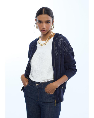 Sweat à capuche ajouré