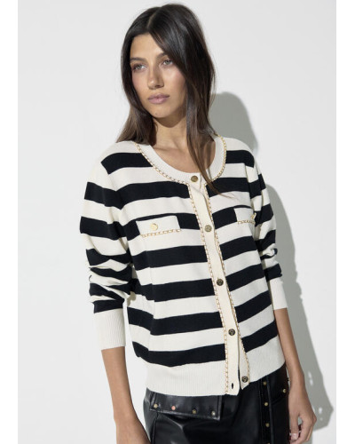 Cardigan Rayé à Chaîne LC
