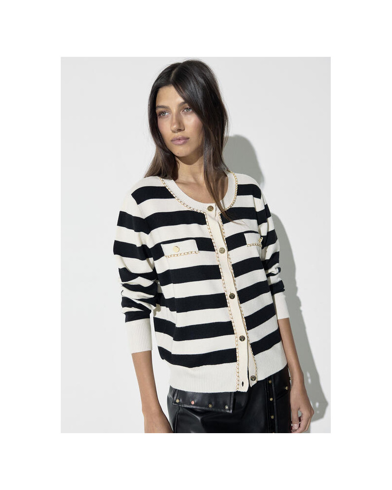 Cardigan Rayé à Chaîne LC