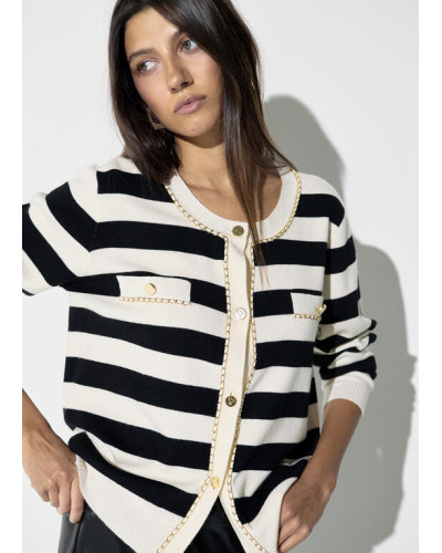 Cardigan Rayé à Chaîne LC