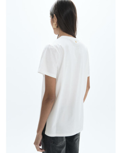 T-shirt col rond  léopard en sequins